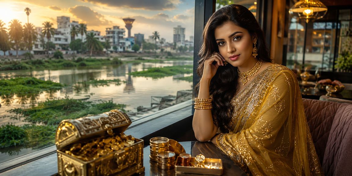 বগুড়ায় শাড়ি পরা নারী ezcashbd বেটিং প্রোমোশন দেখছেন